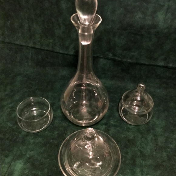 6pc Crystal Floral Pattern Decanter Set - Picture 2 of 8